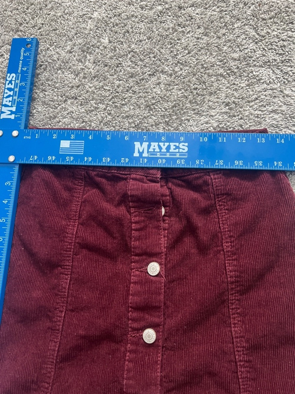 Denim Co. Women’s Burgundy Red Corduroy Button-Front Mini Skirt - Size 6 - Picture 6 of 6